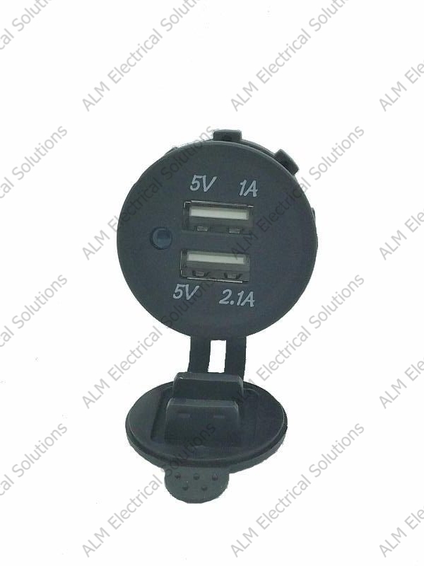 (image for) Black 12V/24V USB Port Socket