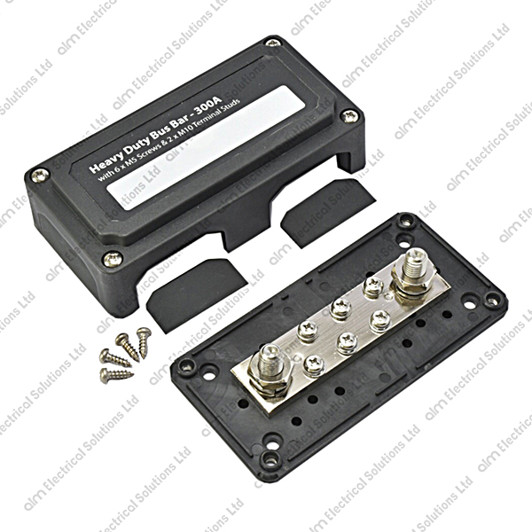 (image for) BB306 - Heavy Duty Dual Bus Bar With Screw On Cover - 6x5mm Stud