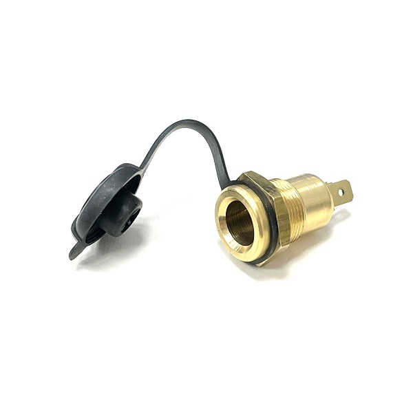 (image for) 16mm DIN Type Auxiliary Power Socket - Brass with Rubber Cap