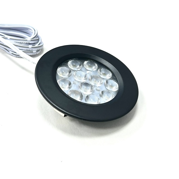 (image for) 12v LED Recessed Spot Light Downlighter - Cool White With Black Bezel