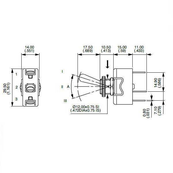 (image for) APEM On/Off Toggle Switch 10A SPDT