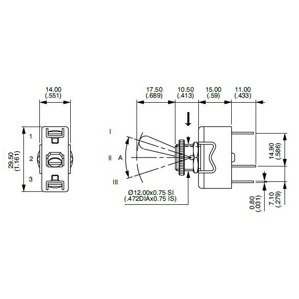 (image for) APEM On/Off/On Momentary Toggle Switch 10A SPDT
